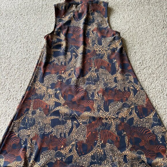 Julie Brown Safari Animal Print Trapeze Dress | M | Sleeveless | Giraffes - Picture 5 of 7